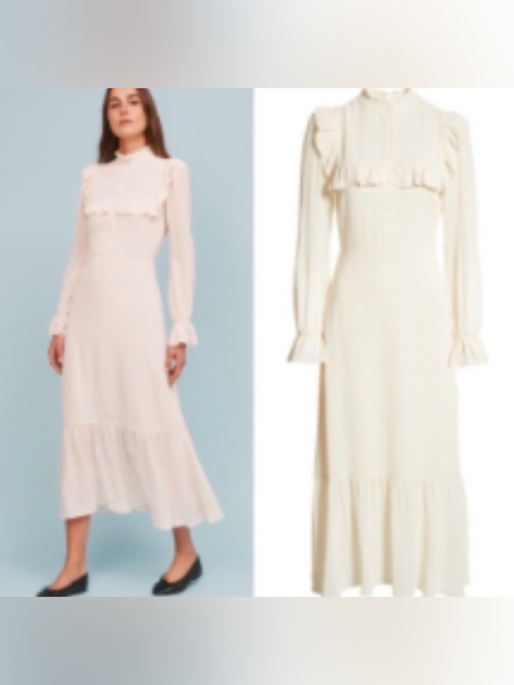 Reformation Hallie Cream Ruffle-Trim Midi Dress 4 - Picture 2 of 5